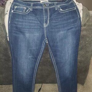 VGS size 14 Plus Size Skinny Western Style White Embroidery Embellished Pockets